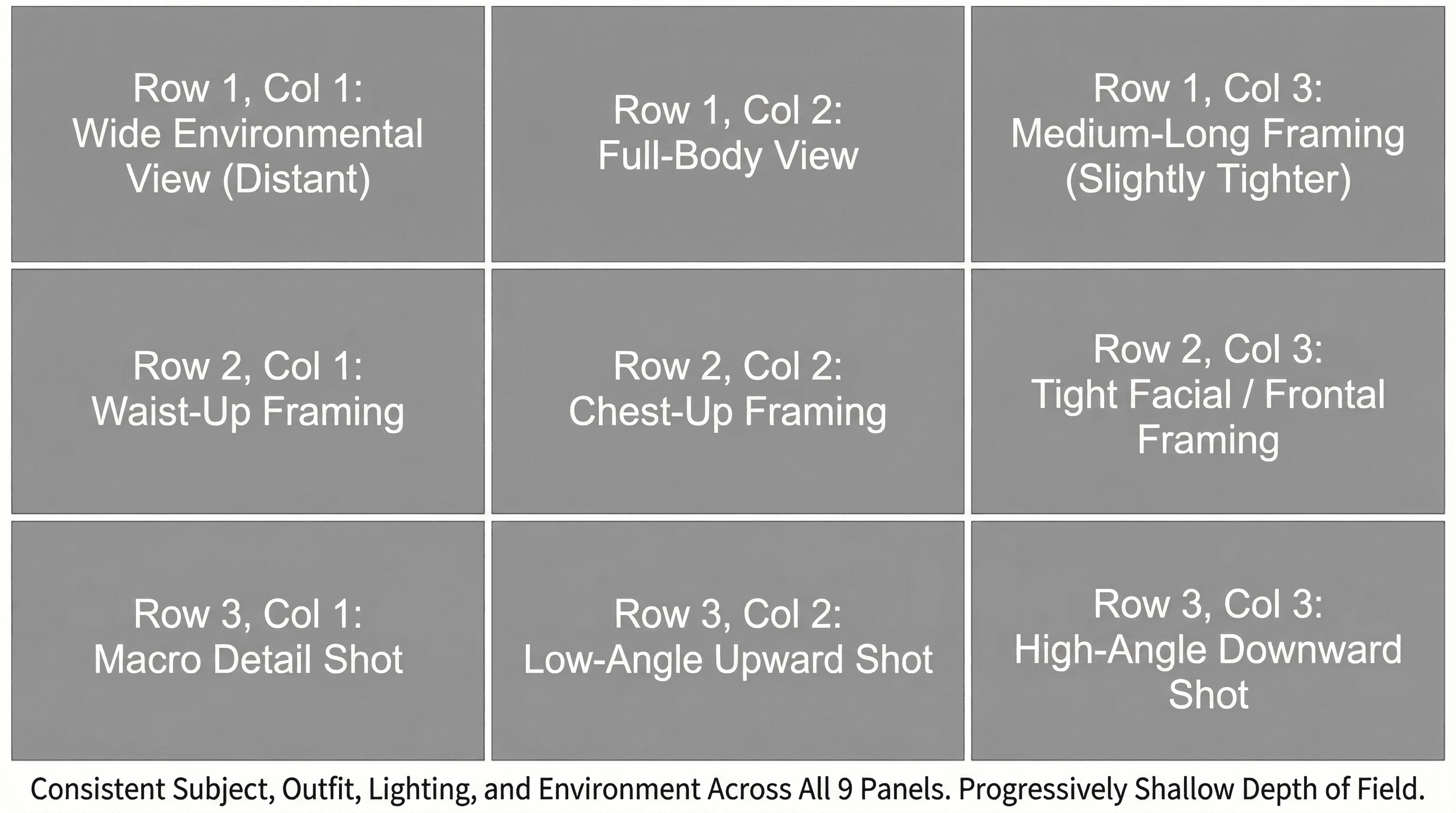 9-Shot Cinematic Grid - From wide shots to close-ups
